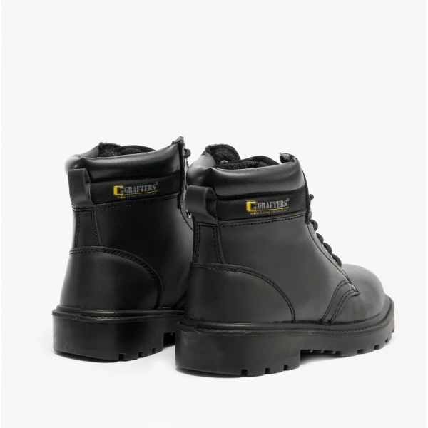 Grafters APPRENTICE Unisex Leather Safety Boots Black - Image 5